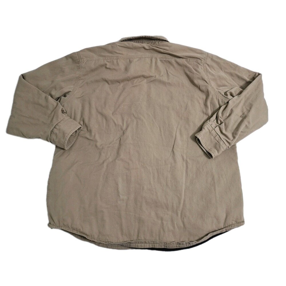 Croft Barrow Mens XL Canvas Chore Jacket Shirt Fleece Lined Coat Khaki Field - Picture 9 of 12